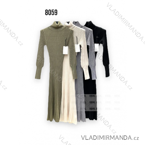 Šaty dlhé úpletové s rolákom dlhý rukáv dámske (S/M ONE SIZE) TALIANSKA MÓDA IMPHD238059-1