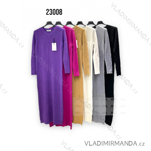 Šaty dlhé úpletové dlhý rukáv dámske (S/M ONE SIZE) TALIANSKA MÓDA IMPHD2323008-1