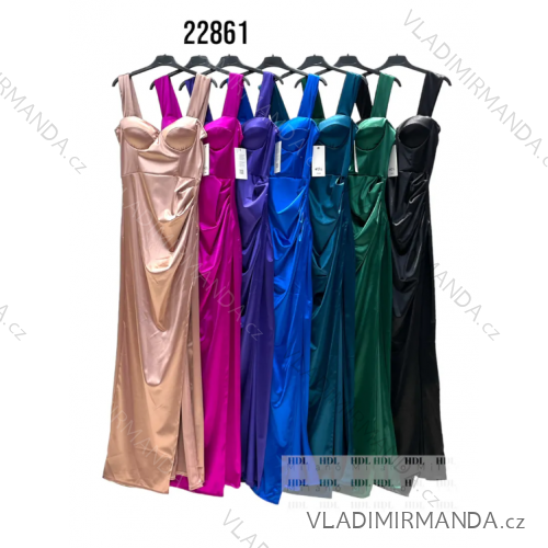 Šaty dlhé spoločenské na ramienka dámske (S/M ONE SIZE) TALIANSKA MÓDA IMPHD2422861-1