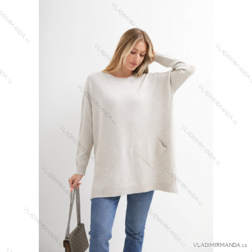 Sveter úpletový oversize dlhý rukáv dámsky (S/M ONE SIZE) TALIANSKA MÓDA IMPLI239203