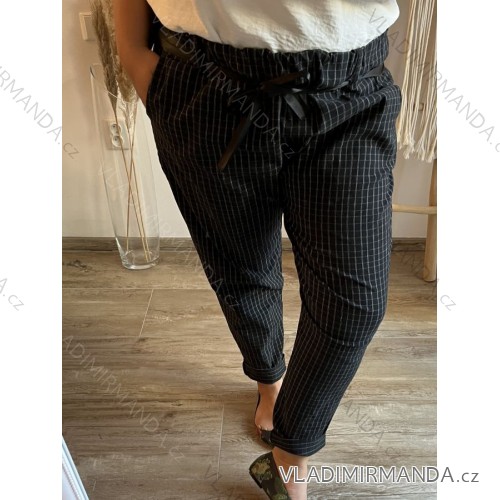 Nohavice dlhé dámske nadrozmer (3XL/4XL ONE SIZE) TALIANSKA MÓDA IMWQ233049-2 čierna 3XL / 4XL