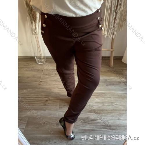 Nohavice dlhé dámske nadrozmer (2XL/3XL ONE SIZE) TALIANSKA MÓDA IMWQ23156 hnedá 2LX/3XL