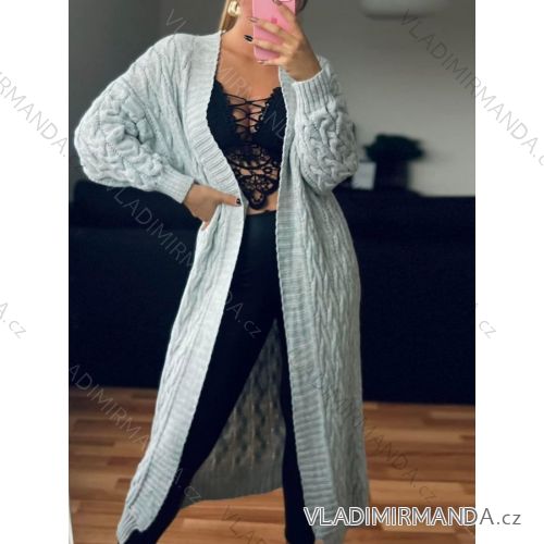 Cardigan pletený dlhý rukáv dámsky nadrozmer (XL/2XL ONE SIZE) TALIANSKA MÓDA IMD23710