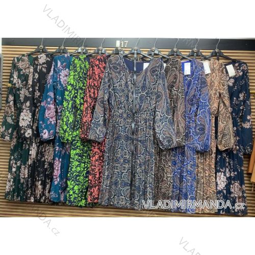 Šaty elegantné s opaskom dlhý rukáv dámske (S/M ONE SIZE) TALIANSKA MÓDA IMWAE23028