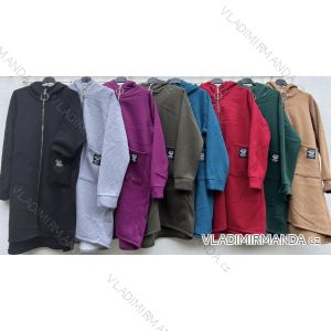 Mikina teplá predĺžená na zips s kapucňou dlhý rukáv dámska nadrozmer (2XL/3XL/4XL ONE SIZE) TALIANSKA MÓDA IMD23743