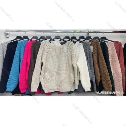 Sveter pletený dlhý rukáv dámsky (S/M ONE SIZE) TALIANSKA MÓDA IMWDT23006