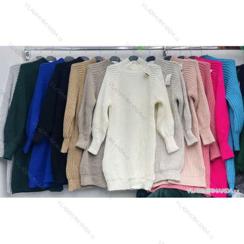 Šaty pletené dlhý rukáv dámske (S/M ONE SIZE) TALIANSKA MÓDA IMWDT23009