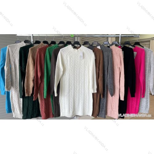 Šaty pletené dlhý rukáv dámske (S/M ONE SIZE) TALIANSKA MÓDA IMWDT23012