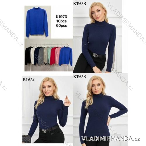 Sveter úpletový so stojačikom dlhý rukáv dámsky (S/M ONE SIZE) MB23K1973