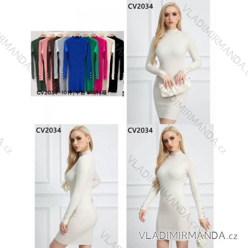 Šaty úpletové dlhý rukáv dámske (S/M ONE SIZE) MB23CV2034