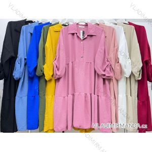 Šaty košeľové dlhý rukáv dámske nadrozmer (2XL/3XL ONE SIZE) TALIANSKA MÓDA IMC23604