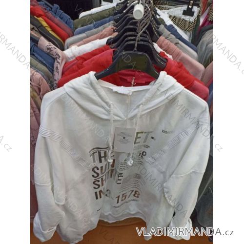 Tunika s kapucňou dlhý rukáv dámska (S/M/L ONE SIZE) TALIANSKA MÓDA IMB23035