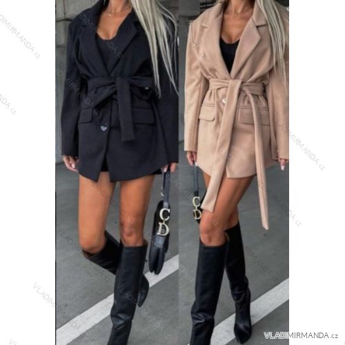 Kabát flaušový s opaskom dámsky (S/M ONE SIZE) TALIANSKA MÓDA IMWAA233878