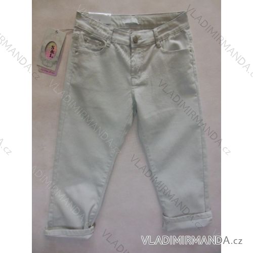 Nohavice plátené tenké letné 3/4 krátke dámske (42-52 / sivá) SMILING JEANS N346