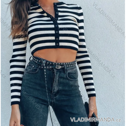 Sveter dlhý rukáv dámsky prúžok (S/M ONE SIZE) TALIANSKA MÓDA IMPBB23Z5201