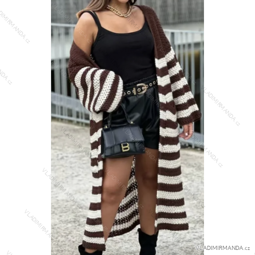 Cardigan dlhý rukáv dámsky prúžok (S/M ONE SIZE) TALIANSKA MÓDA IMPBB23J23028