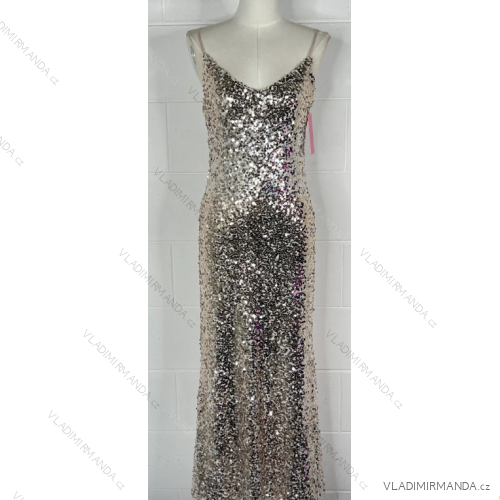 Šaty dlhé elegantné trblietavé s flitrami na ramienka dámske (S/M ONE SIZE) TALIANSKA MÓDA IMPBB23O6509