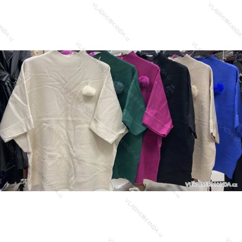 Sveter úpletový oversize krátky rukáv dámsky (S/M/L ONE SIZE) TALIANSKA MÓDA IMWAE233963