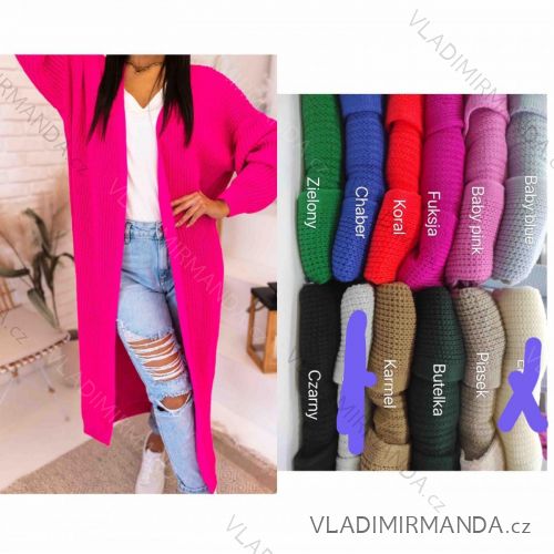 Cardigan pletený dlhý rukáv dámsky (S/M/L ONE SIZE) TURECKÁ MÓDA TMAA233979