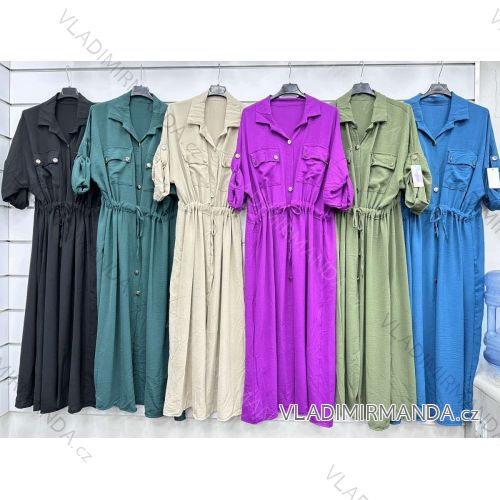 Šaty dlhé košeľové dlhý rukáv dámske nadrozmer (XL/2XL ONE SIZE) TALIANSKA MÓDA IMWGM233913