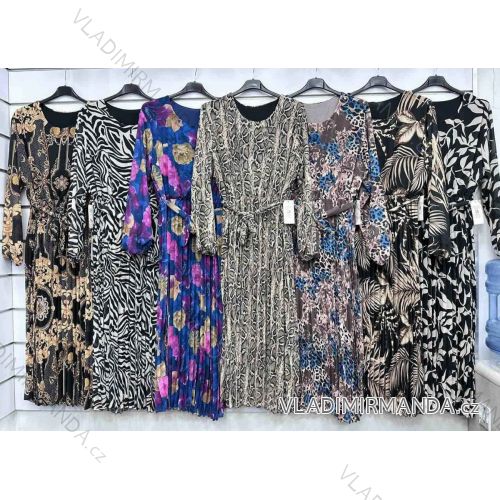 Šaty dlhé šifónové dlhý rukáv dámske nadrozmer (XL/2XL/3XL ONE SIZE) TALIANSKA MÓDA IMWGM233916