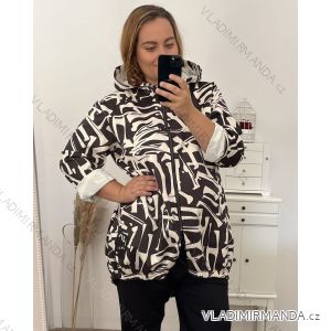 Mikina na zips s kapucňou dlhý rukáv dámska nadrozmer (2XL/3XL/4XL ONE SIZE) TALIANSKA MóDA IM423HENNA-2/DR