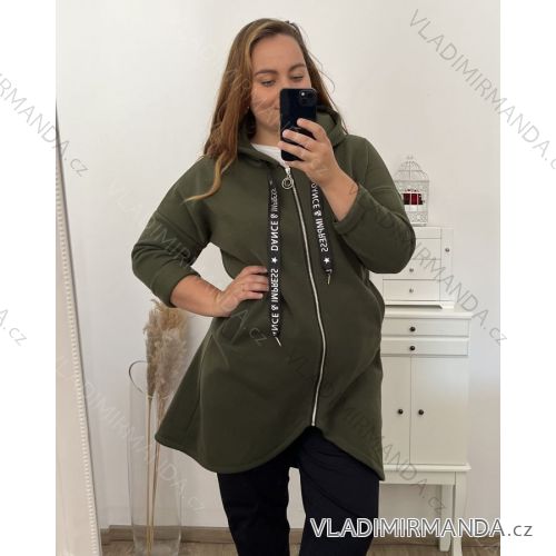 Mikina teplá na zips s kapucňou dlhý rukáv dámska nadrozmer (2XL/3XL ONE SIZE) TALIANSKA MÓDA IM423DANCE