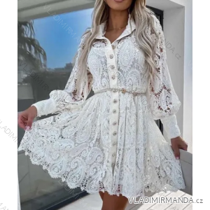 Šaty krajkové košeľové boho dlhý rukáv dámske (S/M ONE SIZE) TALIANSKA MÓDA IMPBB236443okt