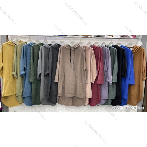 Mikina slabá predĺžená dlhý rukáv dámska nadrozmer (3XL/4XL ONE SIZE) TALIANSKA MÓDA IMWQ23101