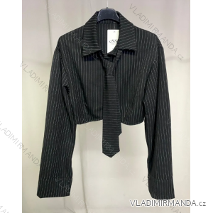 Košeľa s kravatou dlhý rukáv dámska prúžok (S/M ONE SIZE) TALIANSKA MÓDA IMPLP2336720011