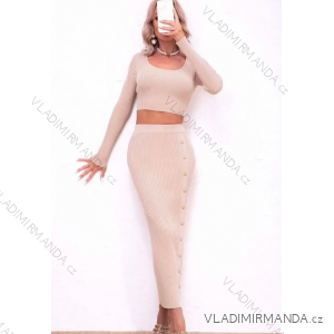 Súprava úpletová sukňa dlhá a top dlhý rukáv dámska (S/M ONE SIZE) TALIANSKA MÓDA IMPLP2372670155