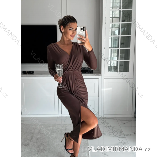 Šaty dlhé elegantný dlhý rukáv dámske (S/M ONE SIZE) TALIANSKA MÓDA IMPLP2393180011