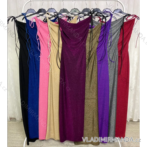 Šaty dlhé trblietavé spoločenské na ramienka dámske (S/M ONE SIZE) TALIANSKA MÓDA IMPLP2372970125