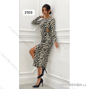 Šaty dlhé elegantný dlhý rukáv dámske (S/M ONE SIZE) TALIANSKA MÓDA IMPLP2321030125