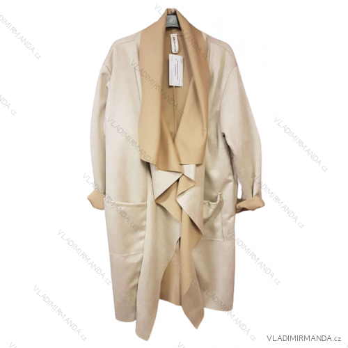 Sako prodlžené broušená koženka dámský (uni M/L) ITALSKá MóDA IMWMS2311290/DU béžová M / L