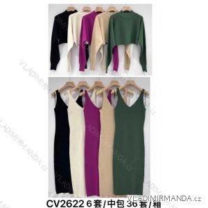 Šaty so svetrom úpletové elegantné na ramienka dámske (S/M ONE SIZE) MB2123CV2622/DUR