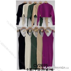 Šaty so svetrom úpletové elegantné na ramienka dámske (S/M ONE SIZE) MB2123CV2625/DUR