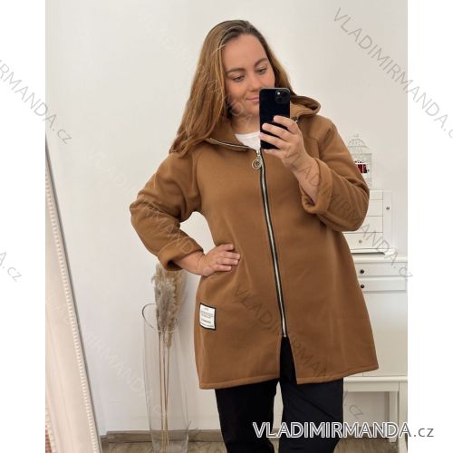 Mikina teplá na zips s kapucňou dlhý rukáv dámska nadrozmer (2XL/3XL/4XL ONE SIZE) TALIANSKA MÓDA IM423MARIANA