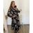 Šaty košeľové s páskem dlhý rukáv dámske nadrozměr(XL/2XL/3XLONE SIZE) TALIANSKA MÓDA IMWEC23MAJA-4/DU XL/2XL čierna