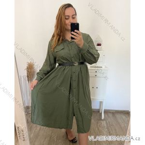 Šaty dlhé s páskem dlhý rukáv dámske nadrozmer (2XL/3XL ONE SIZE) TALIANSKA MÓDA IMWEC23KNOB