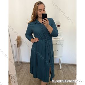 Šaty dlhé s páskem dlhý rukáv dámske nadrozmer (XL/2XL ONE SIZE) TALIANSKA MÓDA IMWEC23MILANO