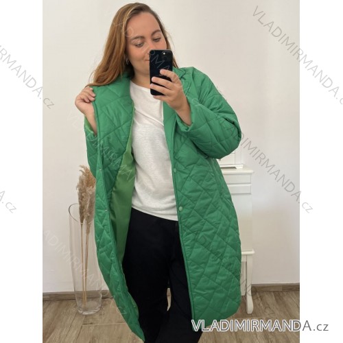 Bunda kabát prošívaný dlhý rukáv dámska nadrozmer (2XL/3XL ONE SIZE) TALIANSKA MÓDA IMWCT233519 zelená 2LX/3XL