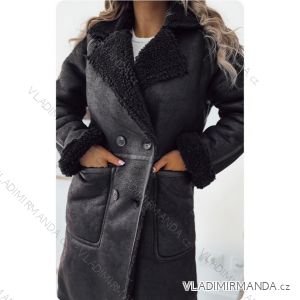 Kabát koženkový dlhý rukáv dámsky (S/M ONE SIZE) TALIANSKA MÓDA IMWBL23010
