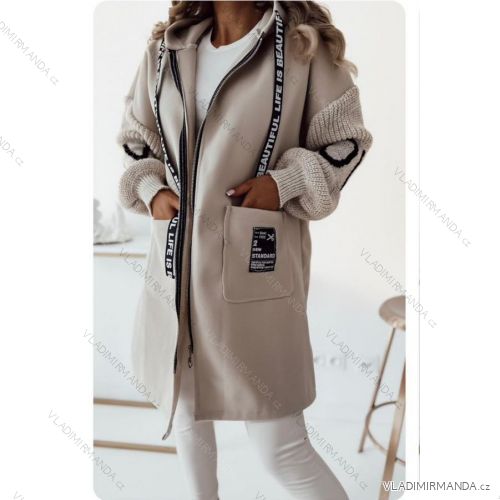 Kabát flaušový oversize dlhý rukáv dámsky (S/M/L ONE SIZE) TALIANSKA MÓDA IMWBL23015