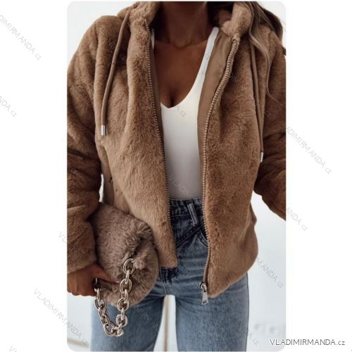 Bunda kožúšok na zips dlhý rukáv dámska (S-XL) TALIANSKA MÓDA IMWBL23031