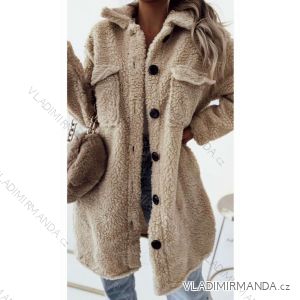 Kabát teddy dlhý rukáv dámsky (S/M ONE SIZE) TALIANSKA MÓDA IMWBL23036