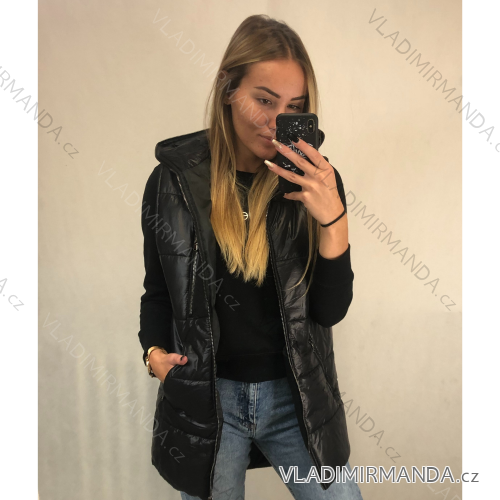 Vesta prodloužená bez rukávů dámská (M-3XL) ITALSKá MóDA IMC22694/DU čierna XL