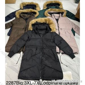 Kabát zimný s odopínateľnými rukávmi dámsky nadrozmer (3XL-7XL) POLSKÁ MÓDA PMWD232287B