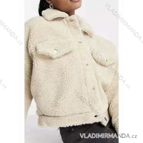 Bunda teddy dlhý rukáv dámska (S/M ONE SIZE) TALIANSKA MÓDA IMWCJ23017