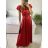 Šaty dlouhé společenské krátký rukáv dámské (S/M ONE SIZE) ITALSKá MODA IM323125/DU S/M čierna